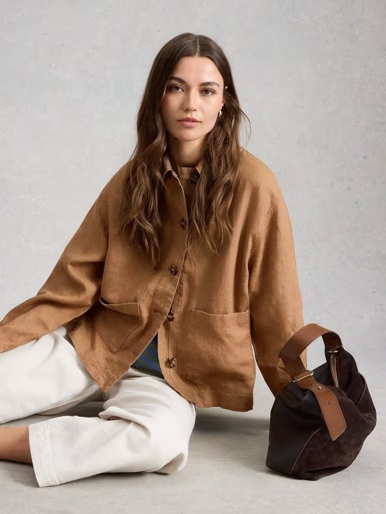 Young Ideas & Henmores - Isabel Linen Jacket - Mid Tan - 8
