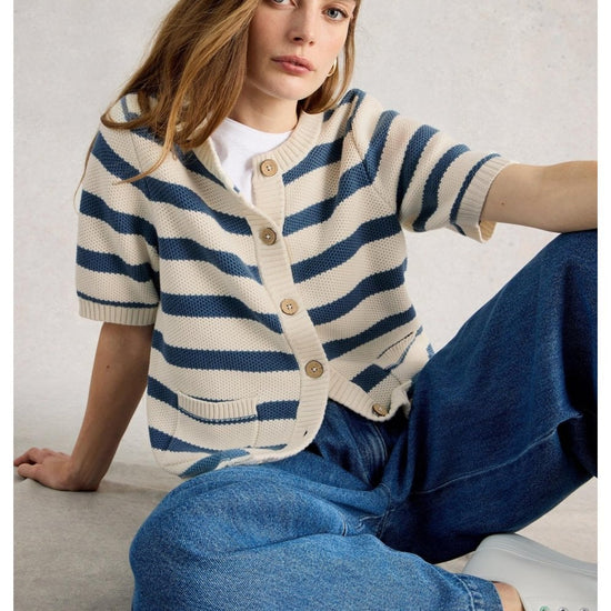 Young Ideas/Henmores - Isabella Short Sleeve Cardi - Blue Stripe - 8