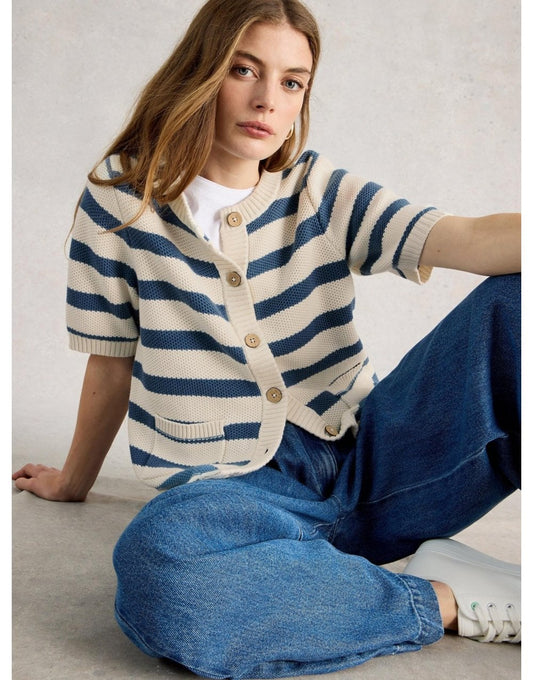 Young Ideas/Henmores - Isabella Short Sleeve Cardi - Blue Stripe - 8