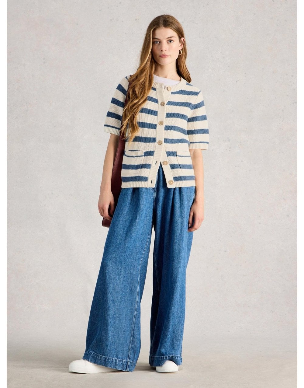 Young Ideas/Henmores - Isabella Short Sleeve Cardi - Blue Stripe - 8