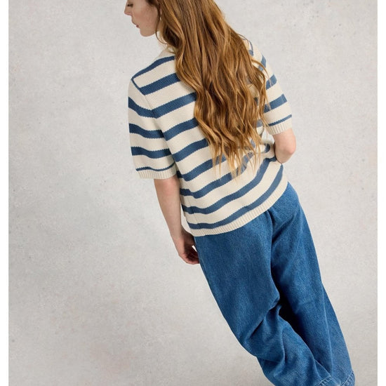 Young Ideas/Henmores - Isabella Short Sleeve Cardi - Blue Stripe - 8