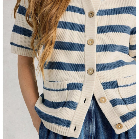 Young Ideas/Henmores - Isabella Short Sleeve Cardi - Blue Stripe - 8