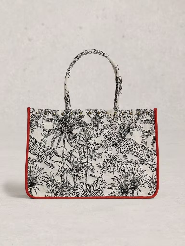 Young Ideas & Henmores - Jasmine Jacquard Tote Bag - Ivory Print - OS