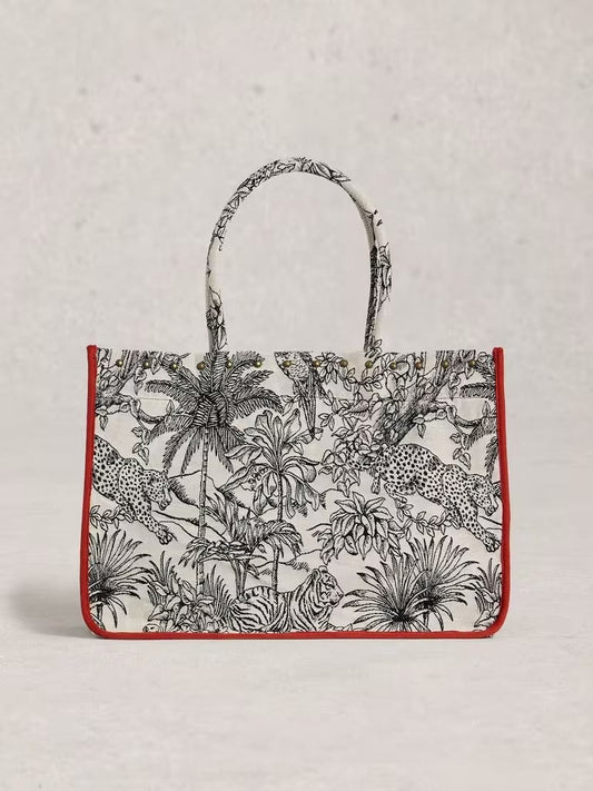 Young Ideas & Henmores - Jasmine Jacquard Tote Bag - Ivory Print - OS