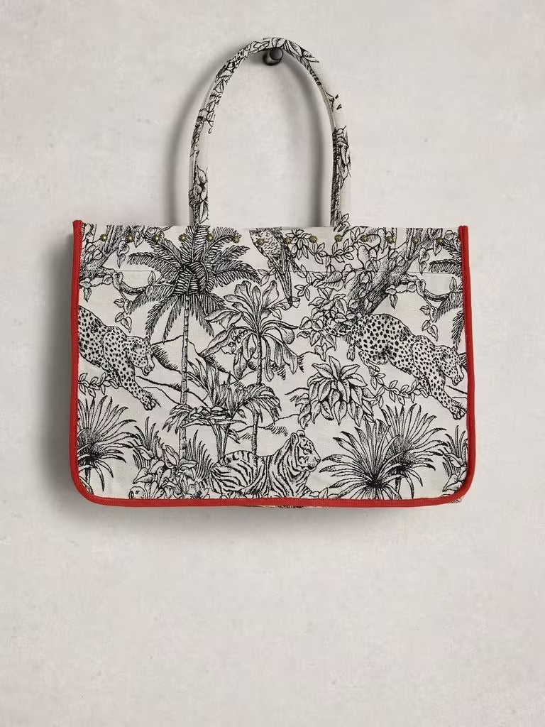 Young Ideas & Henmores - Jasmine Jacquard Tote Bag - Ivory Print - OS