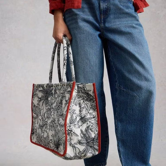 Young Ideas & Henmores - Jasmine Jacquard Tote Bag - Ivory Print - OS