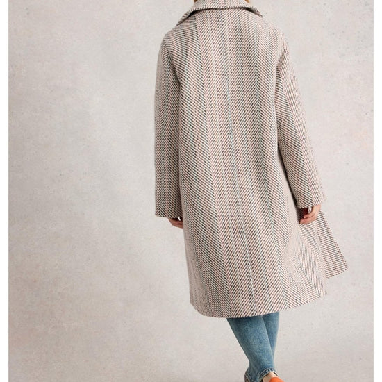 Young Ideas/Henmores - Kelsey Textured Wool Blend Coat - Ivory Multi - 8