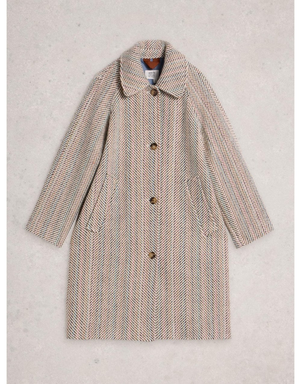 Young Ideas/Henmores - Kelsey Textured Wool Blend Coat - Ivory Multi - 8