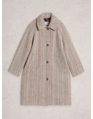 Young Ideas/Henmores - Kelsey Textured Wool Blend Coat - Ivory Multi - 8