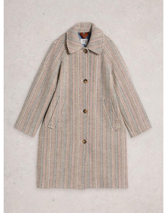 Young Ideas/Henmores - Kelsey Textured Wool Blend Coat - Ivory Multi - 8