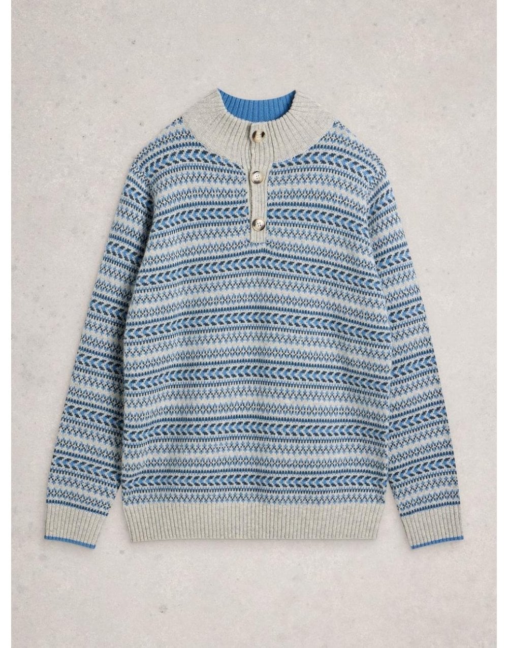 Young Ideas/Henmores - Kendal Fairisle Funnel Neck Jumper - Grey Multi - M