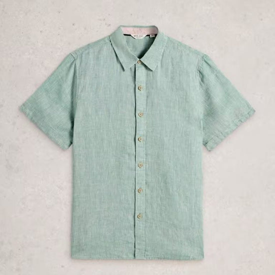 Young Ideas/Henmores - Keswick Short Sleeve Linen Shirt - Mid Green - M