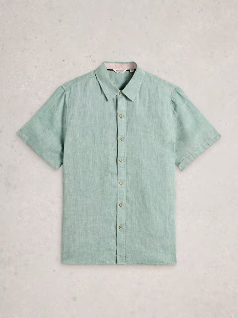 Young Ideas/Henmores - Keswick Short Sleeve Linen Shirt - Mid Green - M