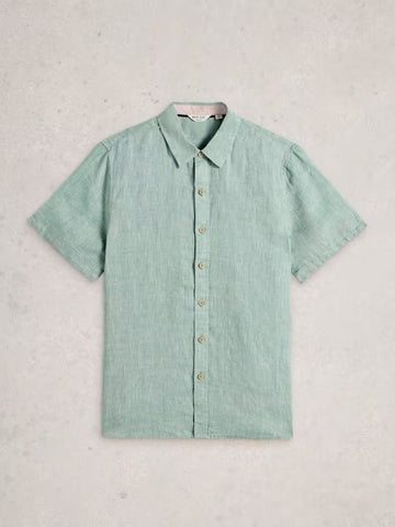 Young Ideas/Henmores - Keswick Short Sleeve Linen Shirt - Mid Green - M