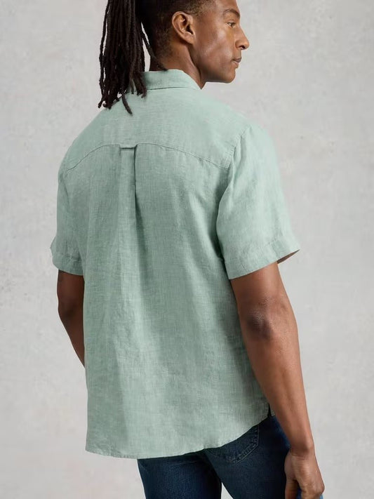 Young Ideas/Henmores - Keswick Short Sleeve Linen Shirt - Mid Green - M