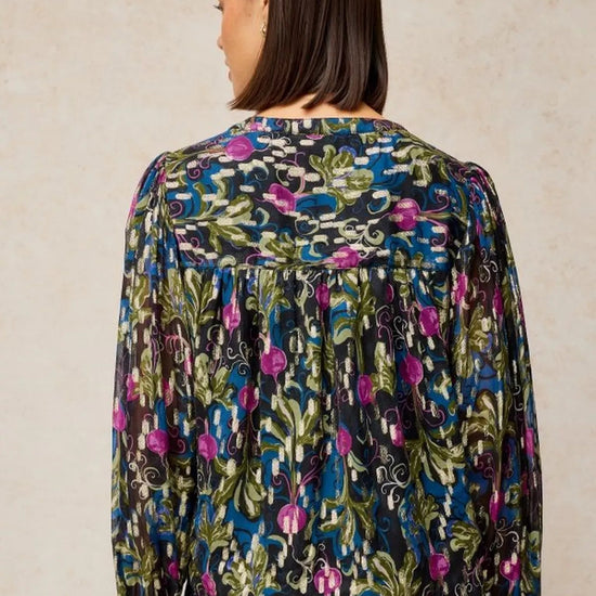 Young Ideas & Henmores -Lana Lurex Top -Navy Print -10