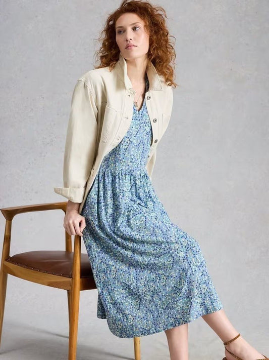Young Ideas & Henmores - Leah Jersey Dress - Blue Multi - 8