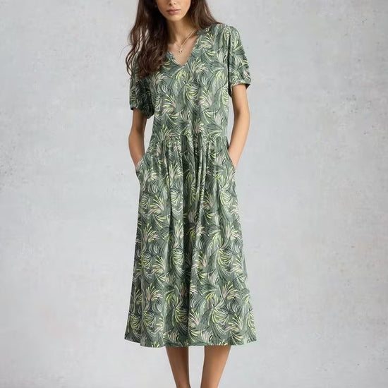 Young Ideas & Henmores - Leah Print Jersey Dress - Green Multi - 8