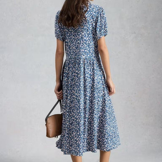 Young Ideas & Henmores - Leah Print Jersey Dress - Blue Multi - 10