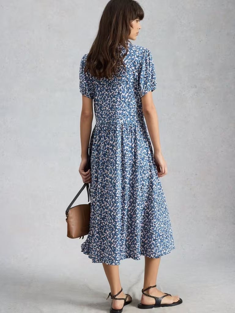 Young Ideas & Henmores - Leah Print Jersey Dress - Blue Multi - 10