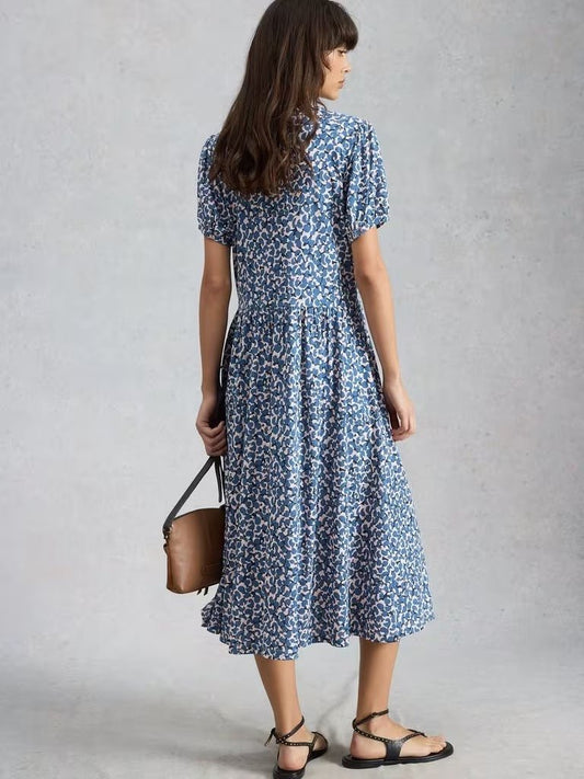 Young Ideas & Henmores - Leah Print Jersey Dress - Blue Multi - 10