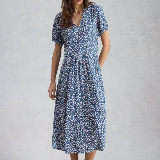 Young Ideas & Henmores - Leah Print Jersey Dress - Blue Multi - 10