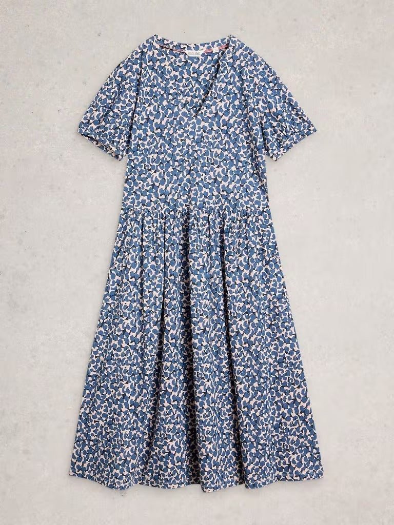 Young Ideas & Henmores - Leah Print Jersey Dress - Blue Multi - 10