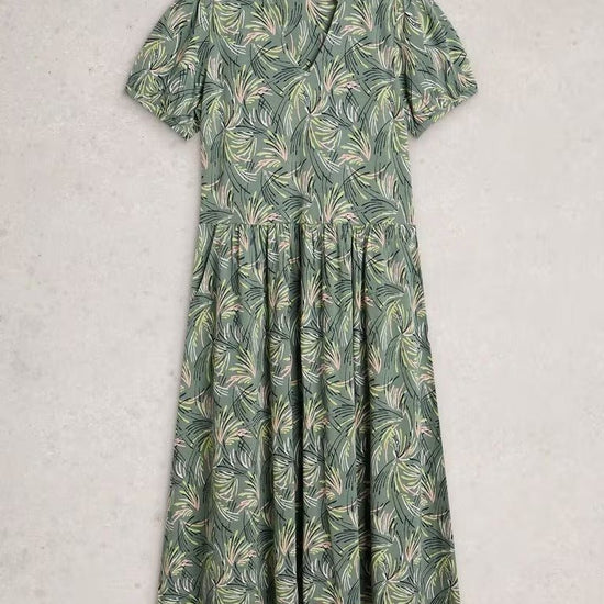 Young Ideas & Henmores - Leah Print Jersey Dress - Green Multi - 8