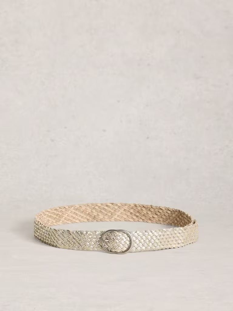 Young Ideas & Henmores - Leather Weave Belt - Metallic - M/L