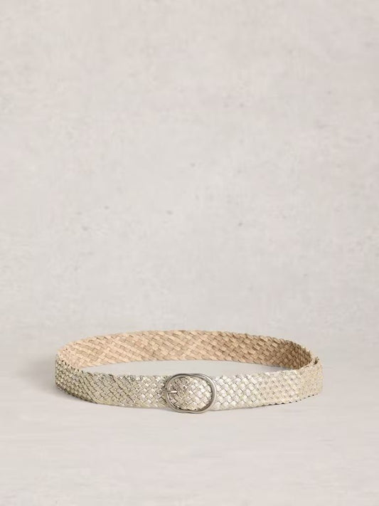 Young Ideas & Henmores - Leather Weave Belt - Metallic - M/L