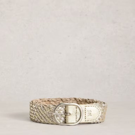 Young Ideas & Henmores - Leather Weave Belt - Metallic - M/L