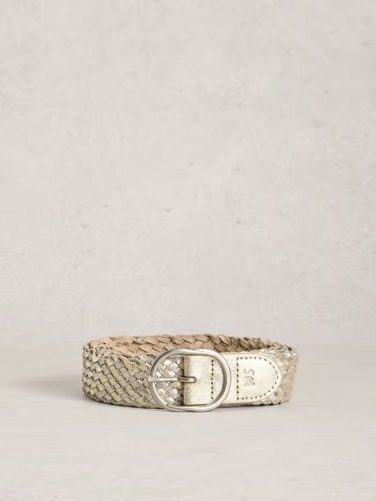 Young Ideas & Henmores - Leather Weave Belt - Metallic - M/L