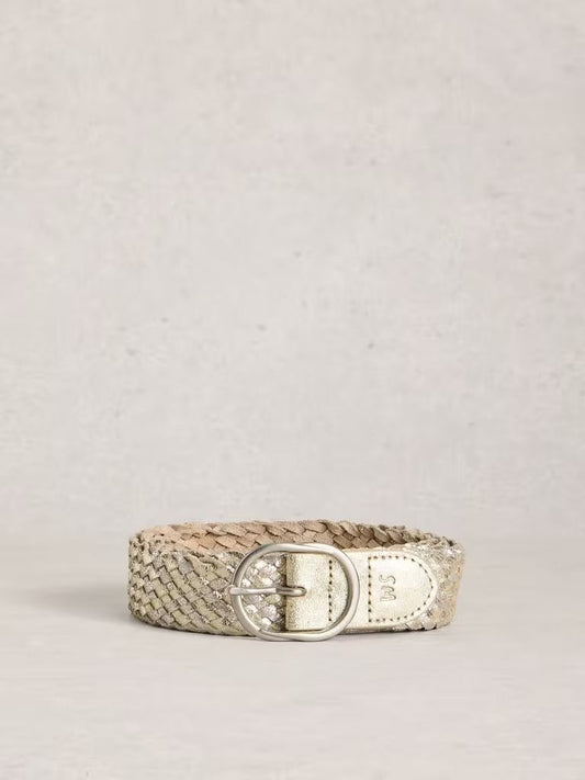 Young Ideas & Henmores - Leather Weave Belt - Metallic - M/L