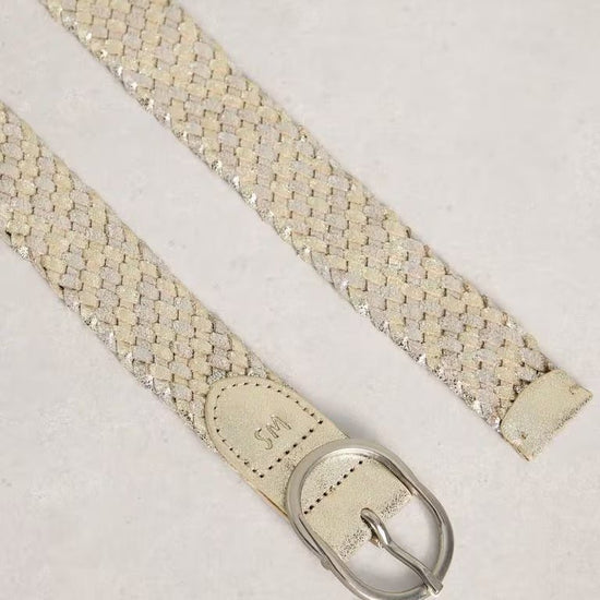 Young Ideas & Henmores - Leather Weave Belt - Metallic - M/L