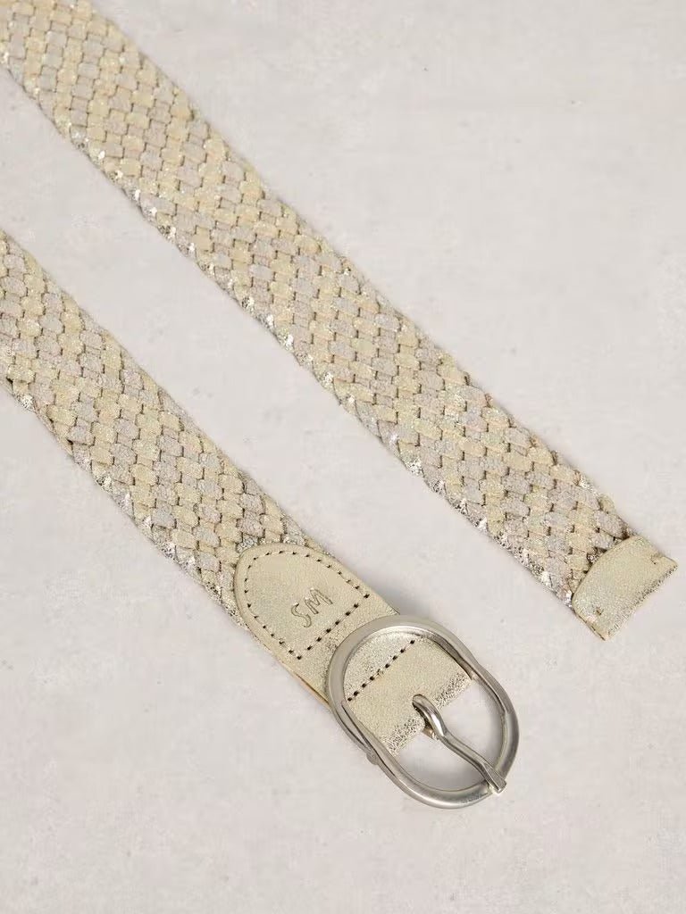 Young Ideas & Henmores - Leather Weave Belt - Metallic - M/L