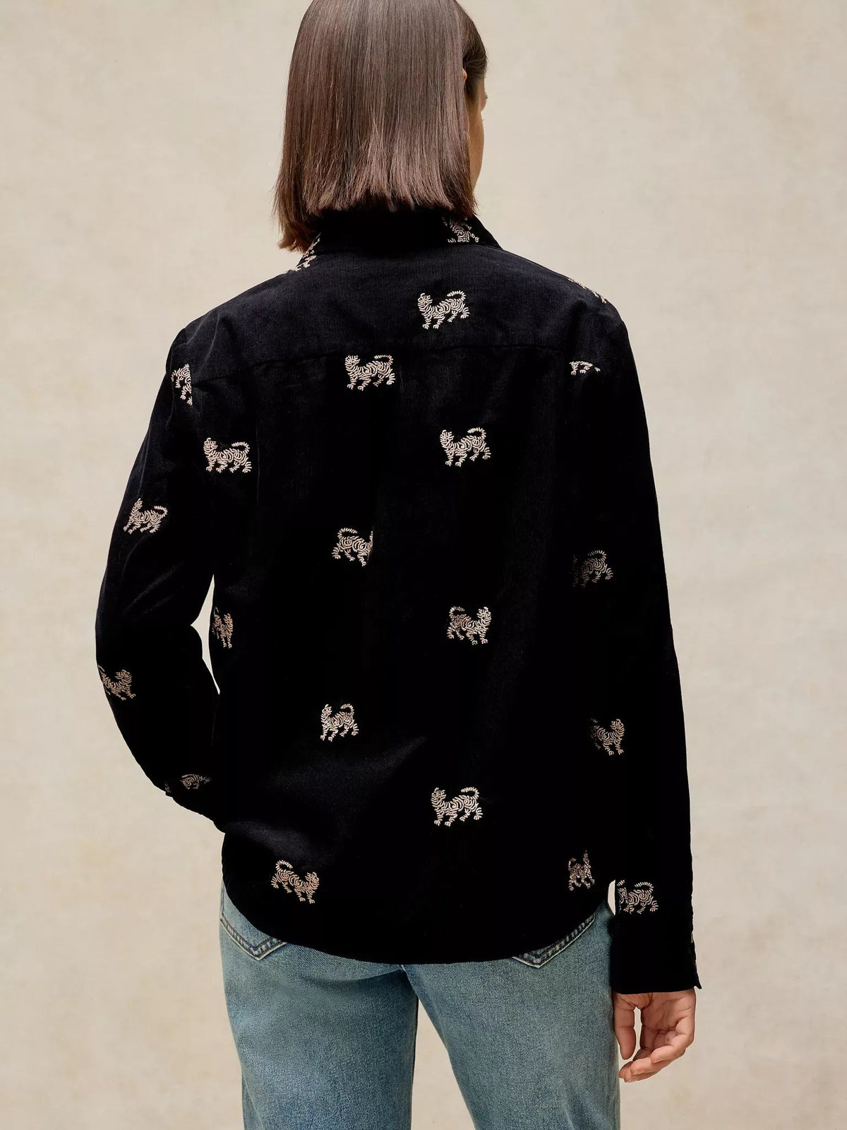 Young Ideas & Henmores -Libby Embroidered Cord Shirt -Black Multi -8