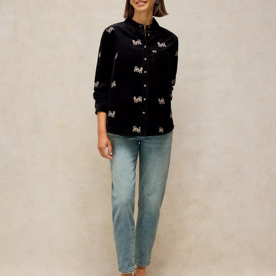Young Ideas & Henmores -Libby Embroidered Cord Shirt -Black Multi -8