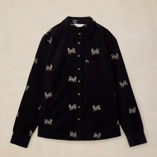 Young Ideas & Henmores -Libby Embroidered Cord Shirt -Black Multi -8