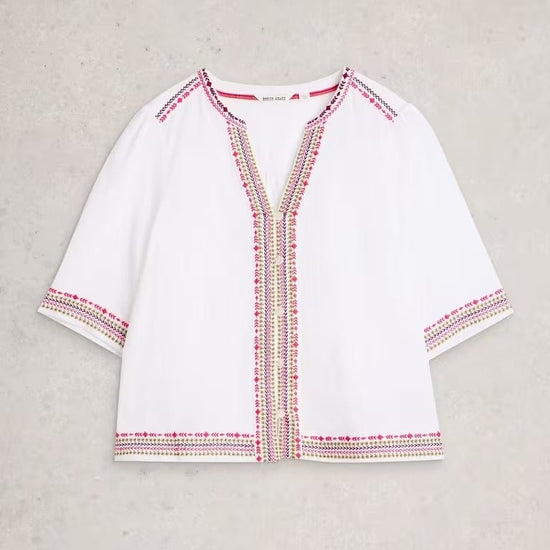 Young Ideas & Henmores - Lizzie Embroidered Top - Ivory Multi - 8