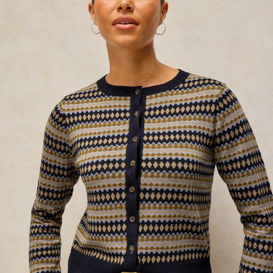 Young Ideas & Henmores -Lois Fairisle Cardi -Navy Multi -8