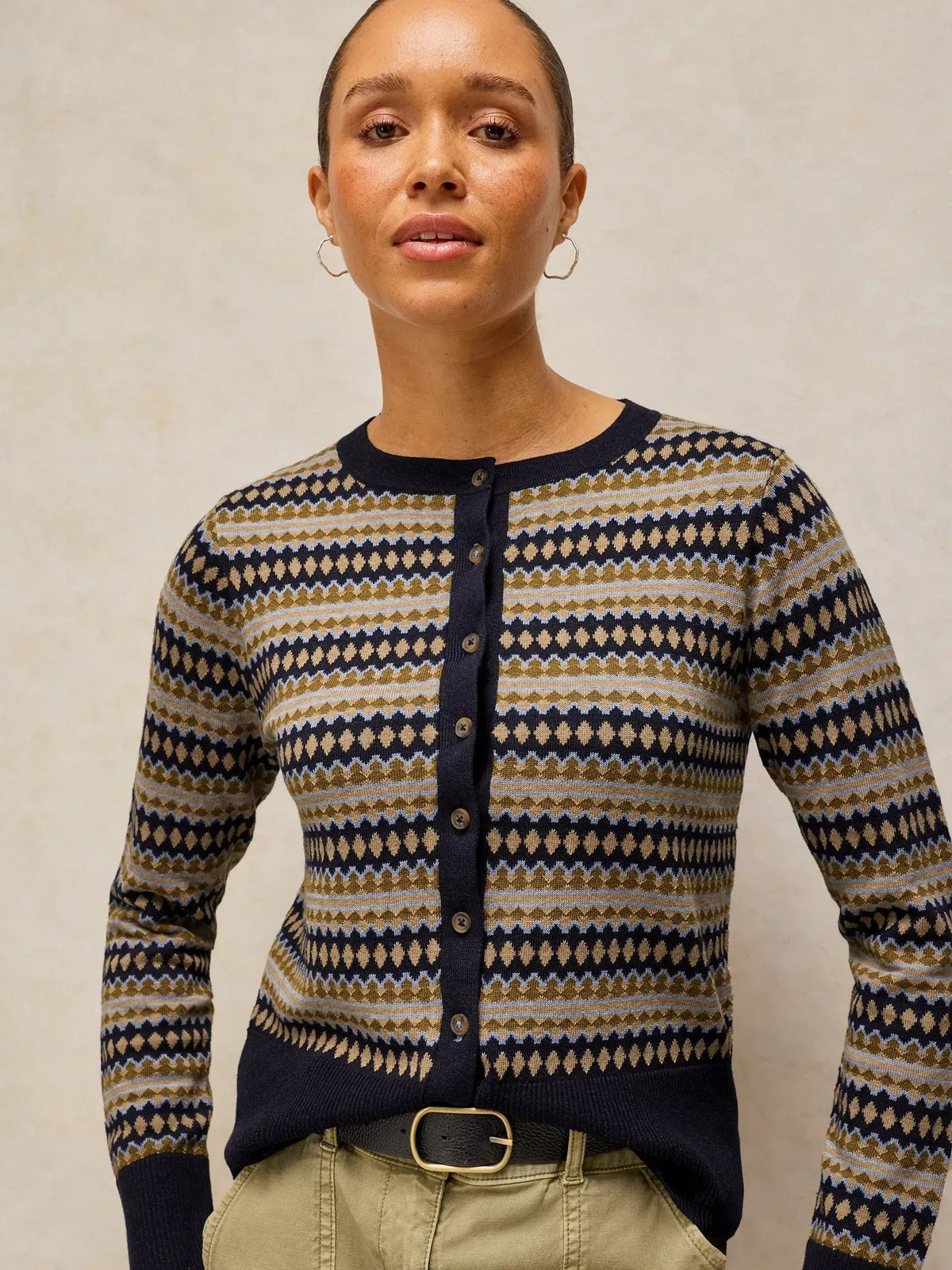Young Ideas & Henmores -Lois Fairisle Cardi -Navy Multi -8