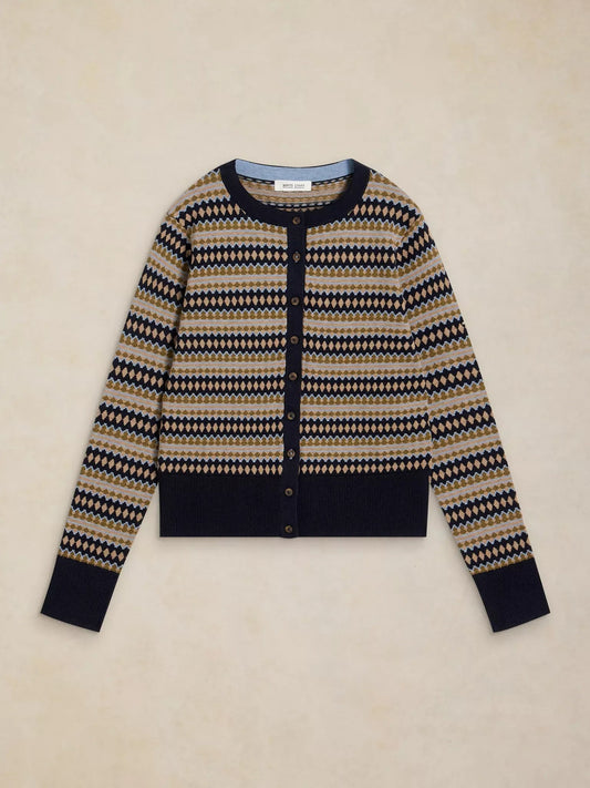 Young Ideas & Henmores -Lois Fairisle Cardi -Navy Multi -8