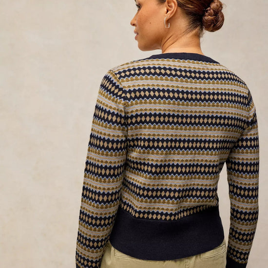 Young Ideas & Henmores -Lois Fairisle Cardi -Navy Multi -8