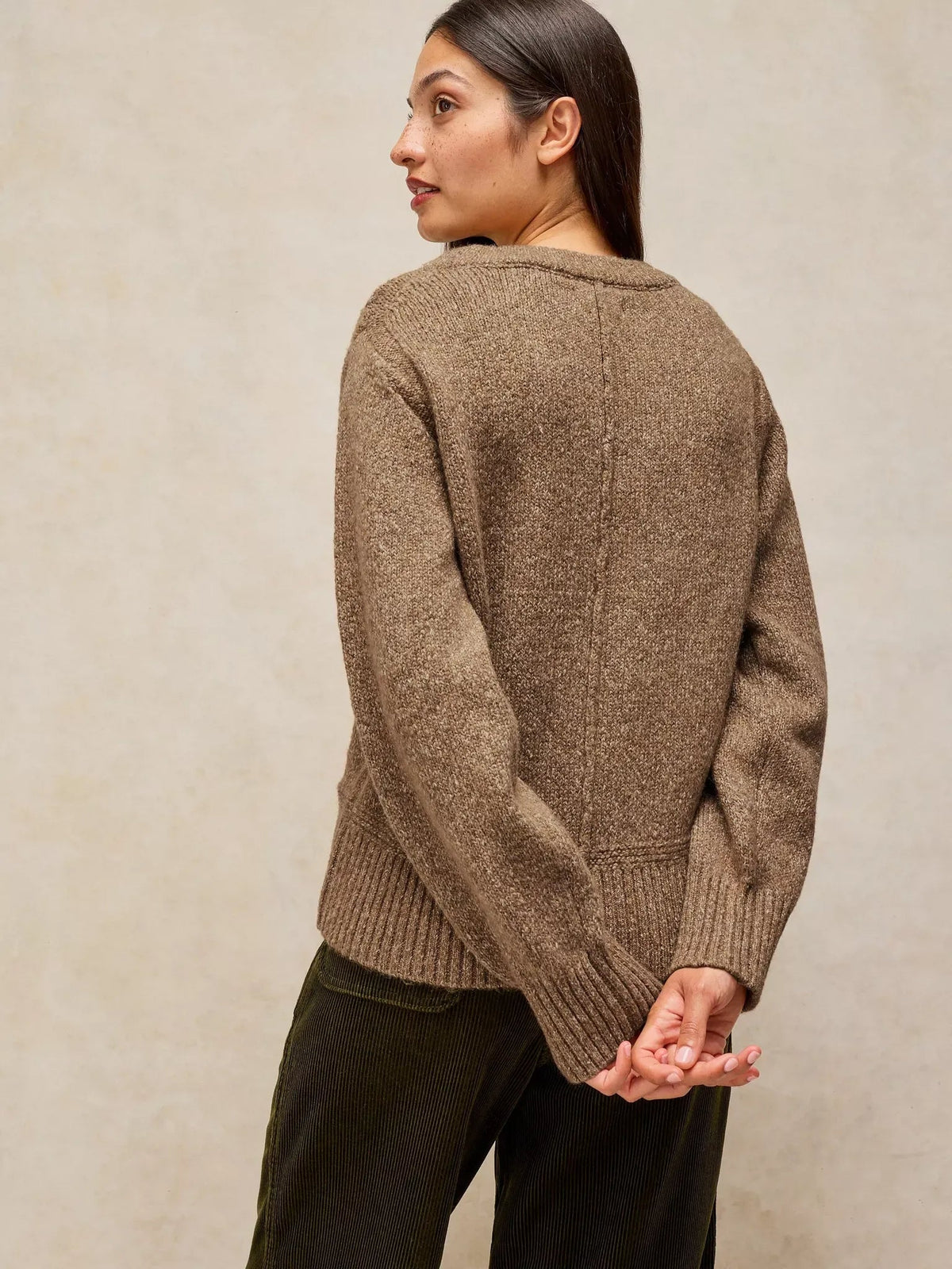 Young Ideas & Henmores -Lucie Crew Neck Jumper -Dark Natural -8