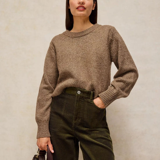 Young Ideas & Henmores -Lucie Crew Neck Jumper -Dark Natural -8