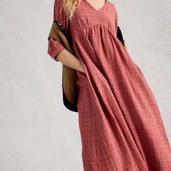 Young Ideas & Henmores -Lucy Midi Dress -Mid Pink -10