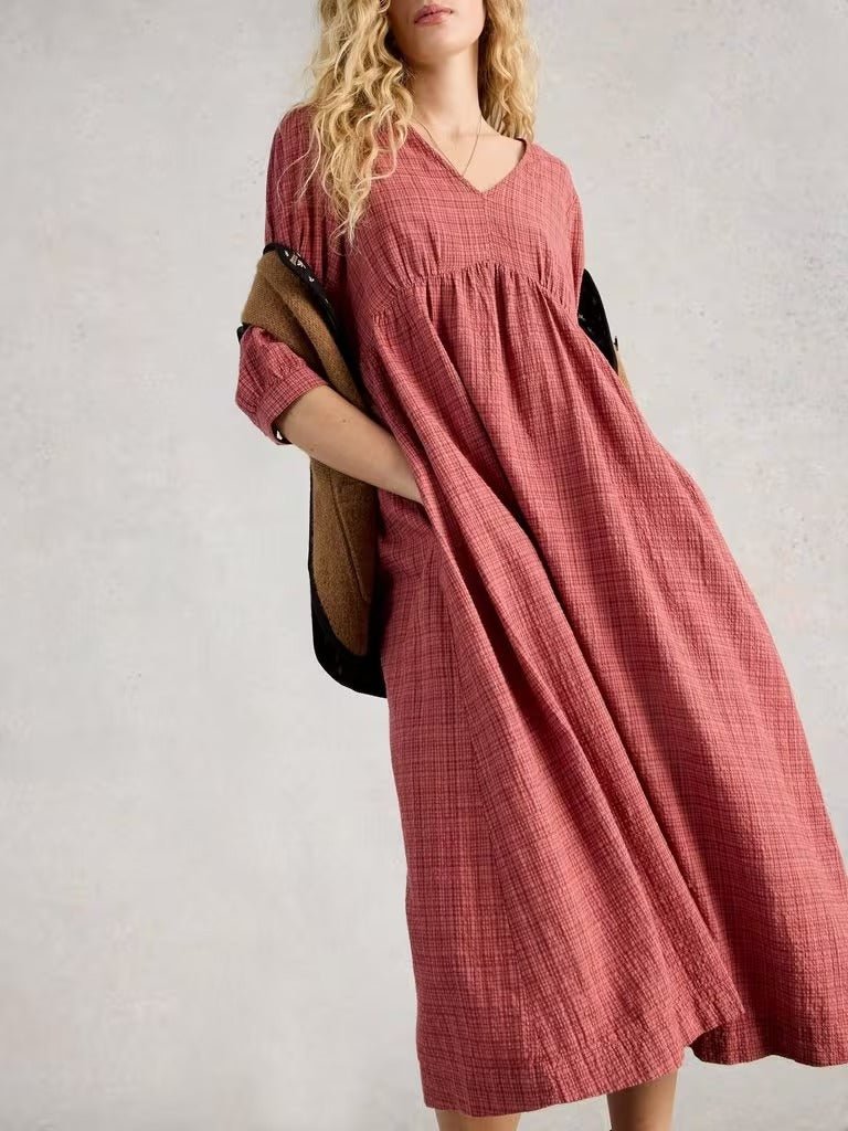 Young Ideas & Henmores -Lucy Midi Dress -Mid Pink -10