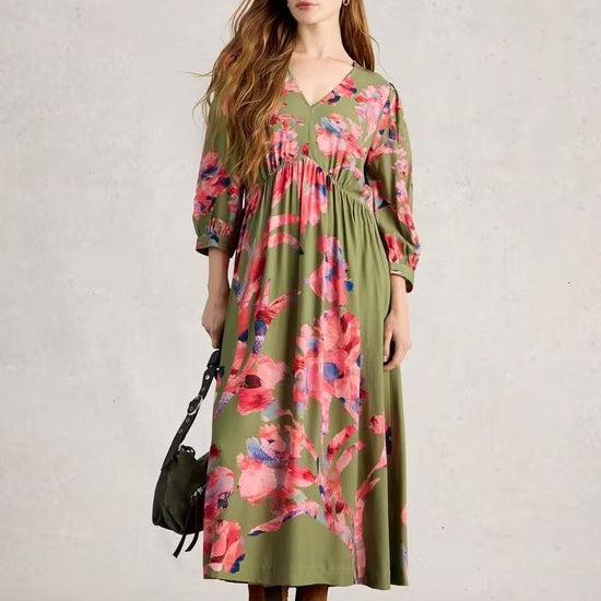 Young Ideas & Henmores -Lucy Midi Dress -Green Multi -10