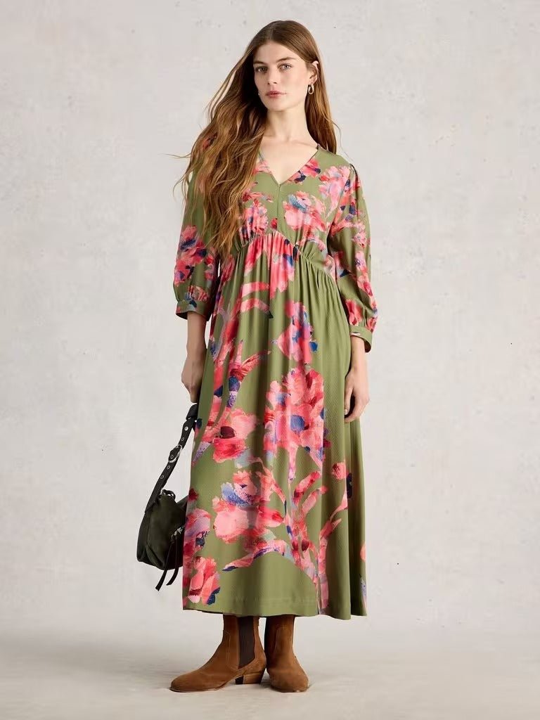 Young Ideas & Henmores -Lucy Midi Dress -Green Multi -10