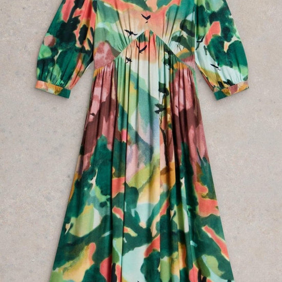 Young Ideas/Henmores - Lucy Midi Dress - Green Print - 8